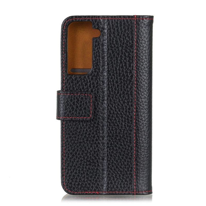 Etui Folio do Samsung Galaxy S21 5G Classic Skóra Ziarnista Szwy