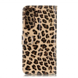 Etui Folio do Samsung Galaxy S21 5G Obrzeża Faux Leather Leopard Style