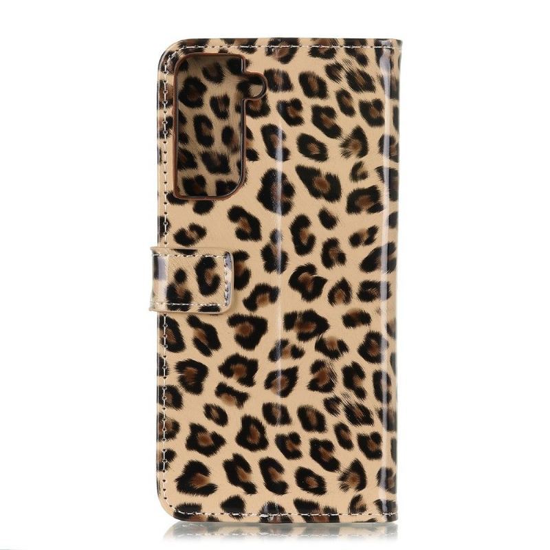 Etui Folio do Samsung Galaxy S21 5G Obrzeża Faux Leather Leopard Style