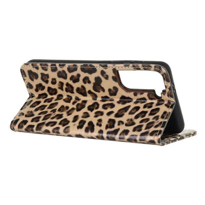 Etui Folio do Samsung Galaxy S21 5G Obrzeża Faux Leather Leopard Style