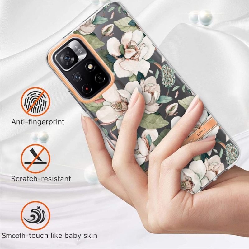 Etui do Poco M4 Pro 5G Anti-fall Gardenia Biały Kwiat