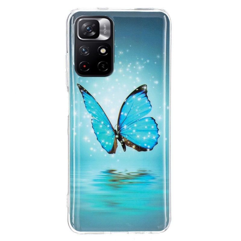 Etui do Poco M4 Pro 5G Anti-fall Luminous Blue Butterfly