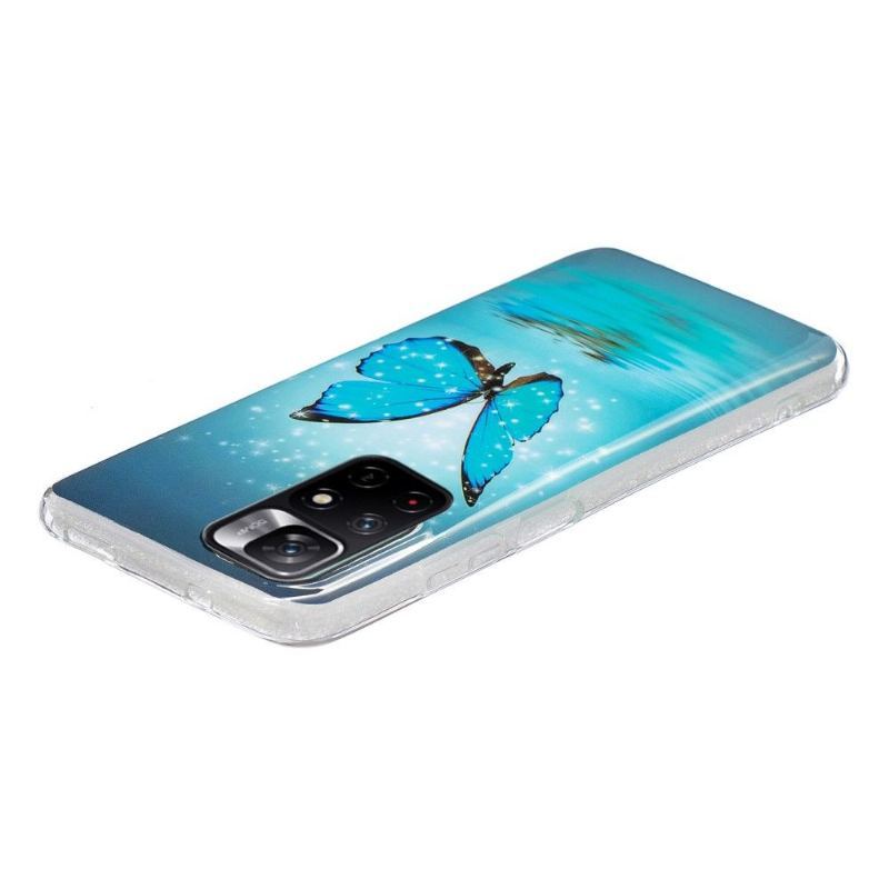 Etui do Poco M4 Pro 5G Anti-fall Luminous Blue Butterfly