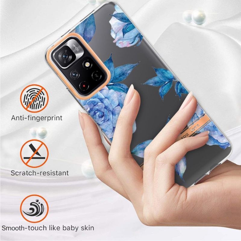 Etui do Poco M4 Pro 5G Anti-fall Piwonia Niebieska