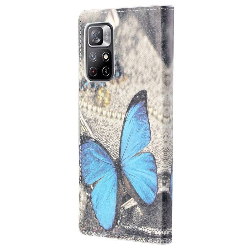 Etui Folio do Poco M4 Pro 5G Classic Niebieski Motyl