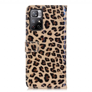 Etui Na Telefon Pokrowce do Poco M4 Pro 5G Biznes Faux Leather Leopard Style