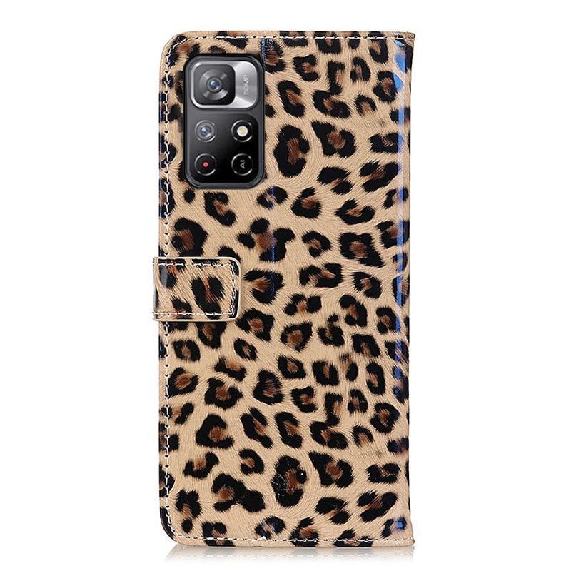 Etui Na Telefon Pokrowce do Poco M4 Pro 5G Biznes Faux Leather Leopard Style