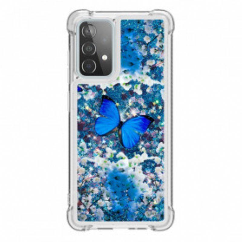 Etui do Samsung Galaxy A52 4G / A52 5G / A52s 5G Błyszczące Niebieskie Motyle