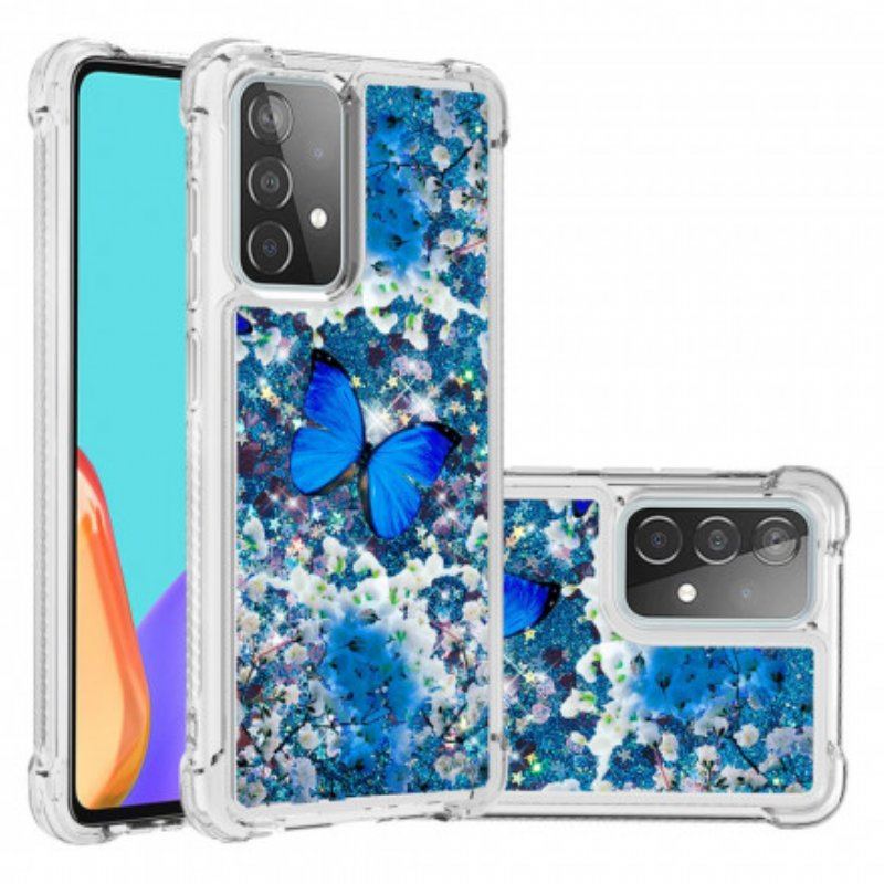 Etui do Samsung Galaxy A52 4G / A52 5G / A52s 5G Błyszczące Niebieskie Motyle