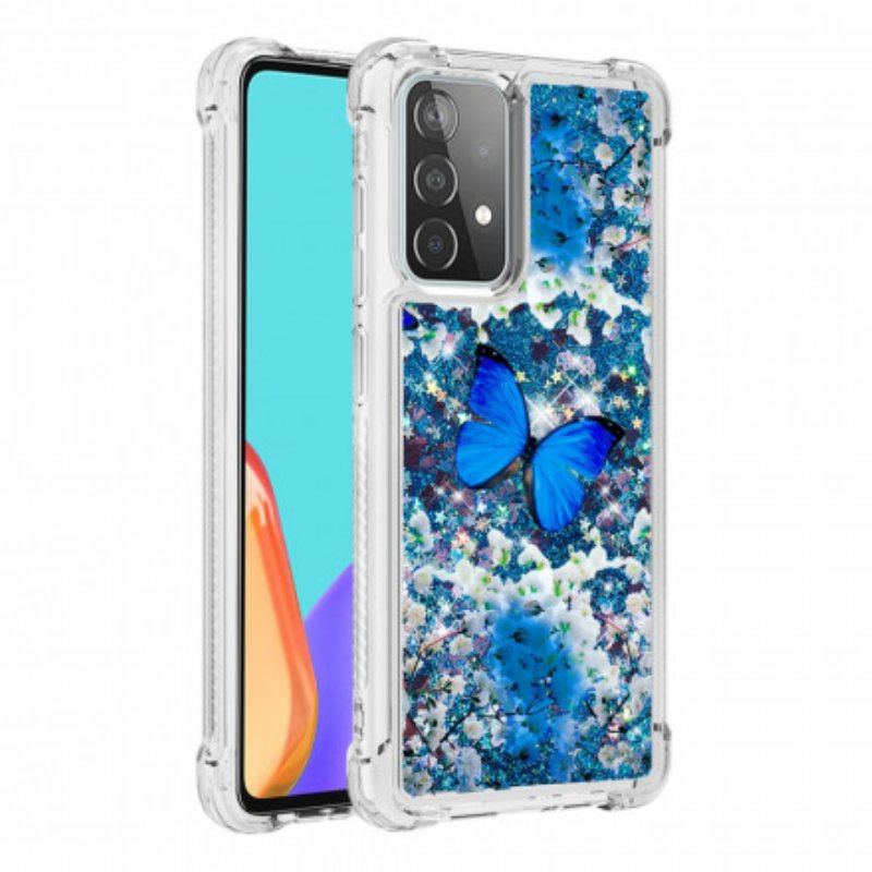 Etui do Samsung Galaxy A52 4G / A52 5G / A52s 5G Błyszczące Niebieskie Motyle