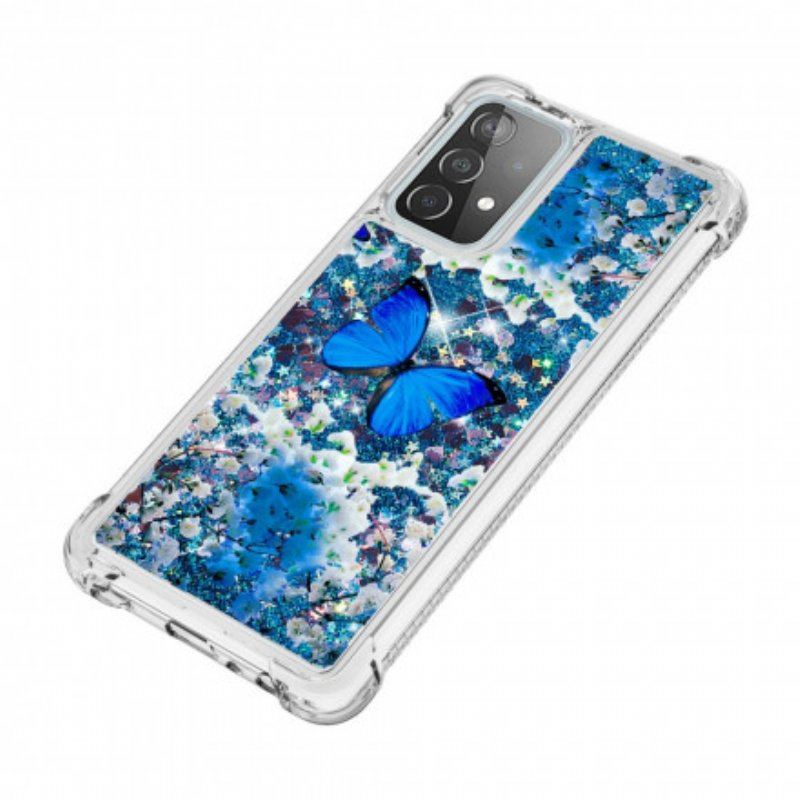 Etui do Samsung Galaxy A52 4G / A52 5G / A52s 5G Błyszczące Niebieskie Motyle