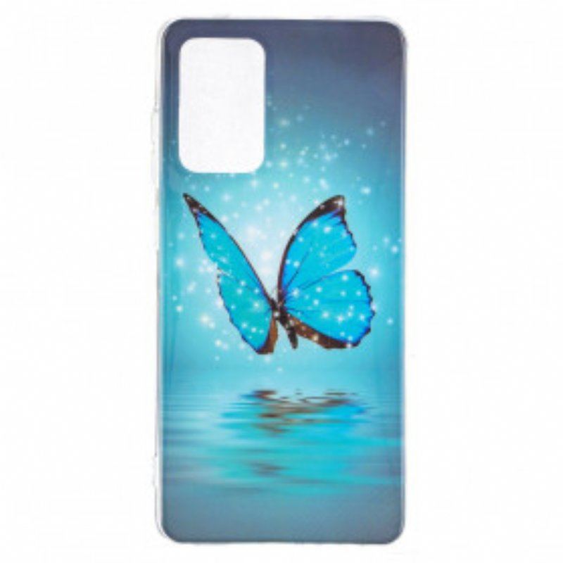 Etui do Samsung Galaxy A52 4G / A52 5G / A52s 5G Fluorescencyjny Niebieski Motyl