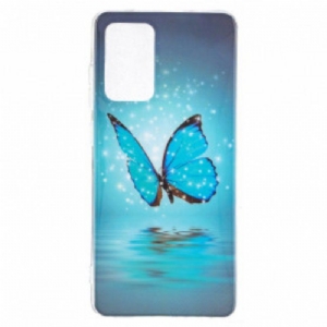 Etui do Samsung Galaxy A52 4G / A52 5G / A52s 5G Fluorescencyjny Niebieski Motyl