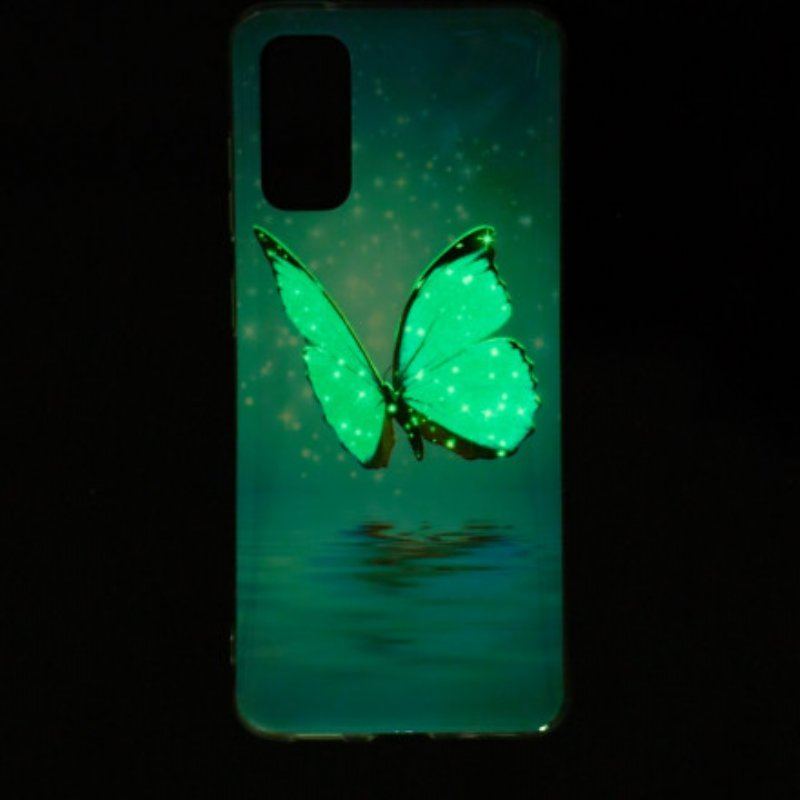 Etui do Samsung Galaxy A52 4G / A52 5G / A52s 5G Fluorescencyjny Niebieski Motyl