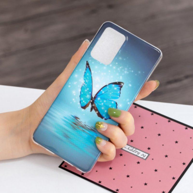 Etui do Samsung Galaxy A52 4G / A52 5G / A52s 5G Fluorescencyjny Niebieski Motyl