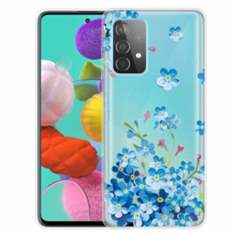 Etui do Samsung Galaxy A52 4G / A52 5G / A52s 5G Niebieskie Kwiaty