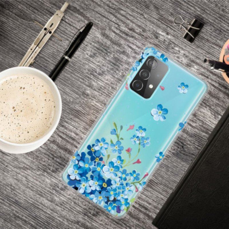 Etui do Samsung Galaxy A52 4G / A52 5G / A52s 5G Niebieskie Kwiaty