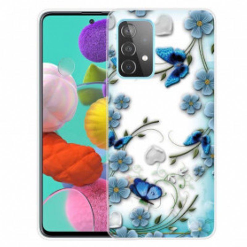 Etui do Samsung Galaxy A52 4G / A52 5G / A52s 5G Retro Motyle I Kwiaty