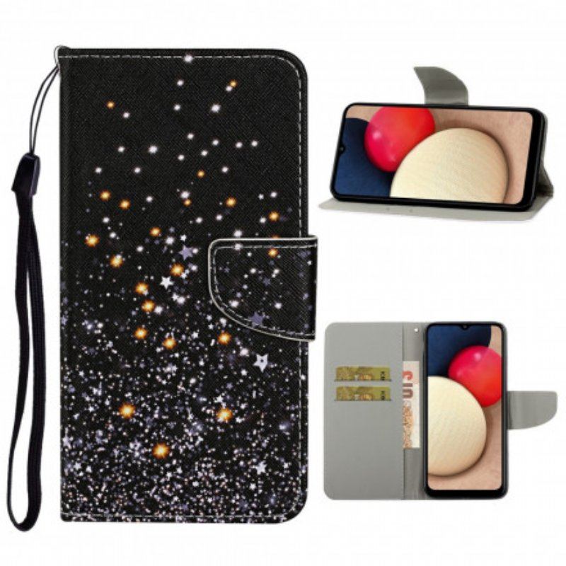 Etui Folio do Samsung Galaxy A52 4G / A52 5G / A52s 5G Gwiazdy I Cekiny Ze Smyczą