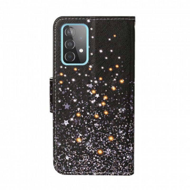 Etui Folio do Samsung Galaxy A52 4G / A52 5G / A52s 5G Gwiazdy I Cekiny Ze Smyczą