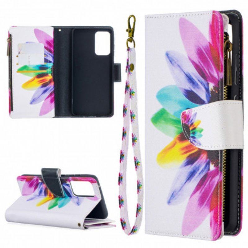 Etui Folio do Samsung Galaxy A52 4G / A52 5G / A52s 5G Kieszonka Zapinana Na Zamek W Kwiaty