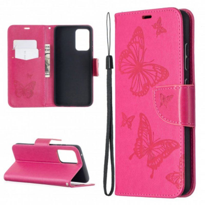 Etui Folio do Samsung Galaxy A52 4G / A52 5G / A52s 5G Motyle W Locie Z Smyczą