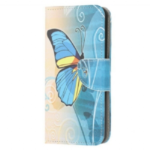 Etui Folio do Samsung Galaxy A52 4G / A52 5G / A52s 5G Niebieski I Żółty Motyl