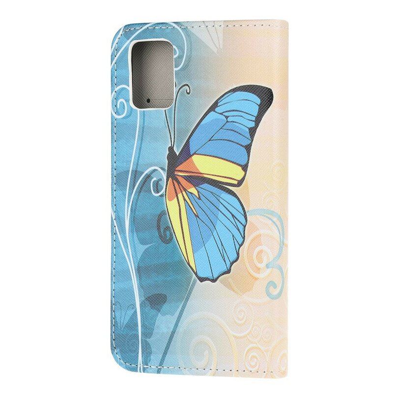 Etui Folio do Samsung Galaxy A52 4G / A52 5G / A52s 5G Niebieski I Żółty Motyl