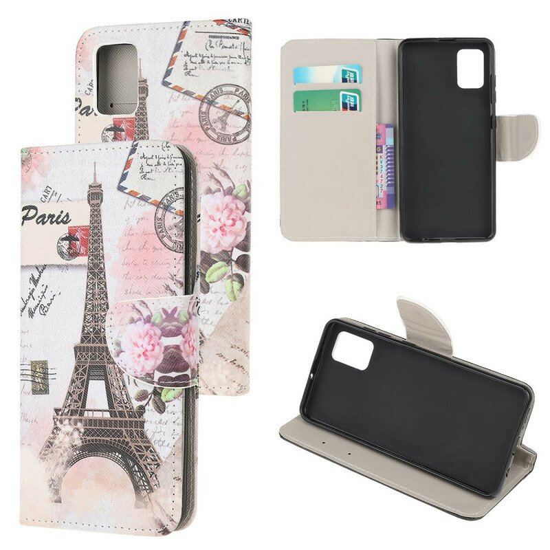 Etui Folio do Samsung Galaxy A52 4G / A52 5G / A52s 5G Retro Wieża Eiffla