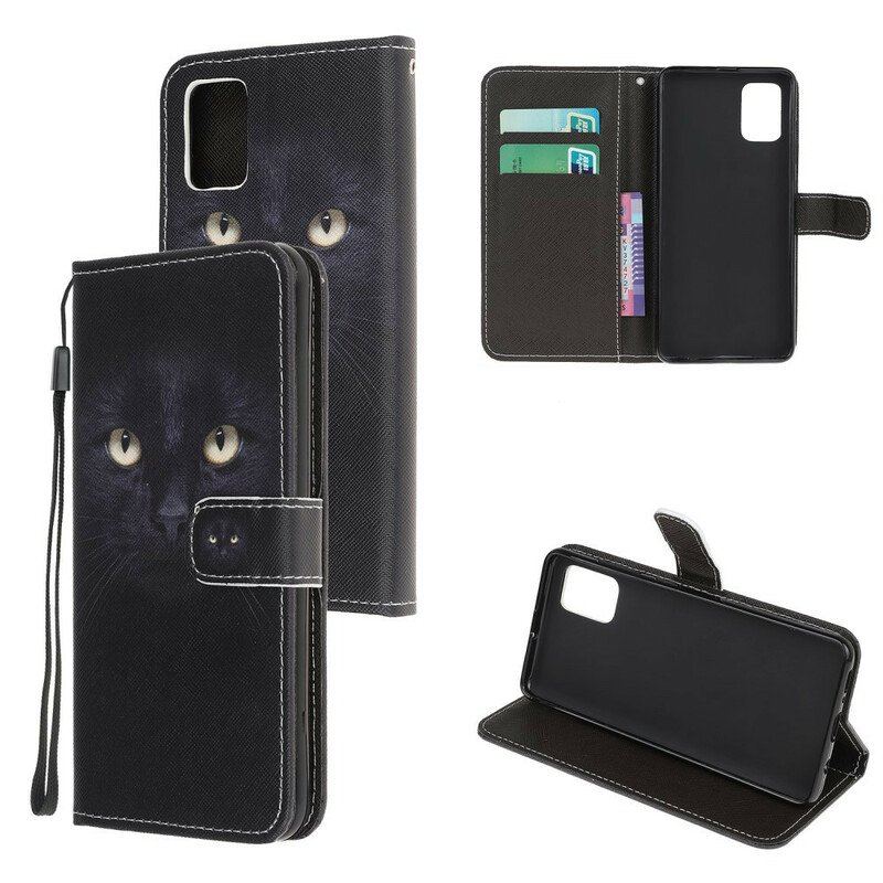 Etui Folio do Samsung Galaxy A52 4G / A52 5G / A52s 5G z Łańcuch Czarne Kocie Oczy W Paski