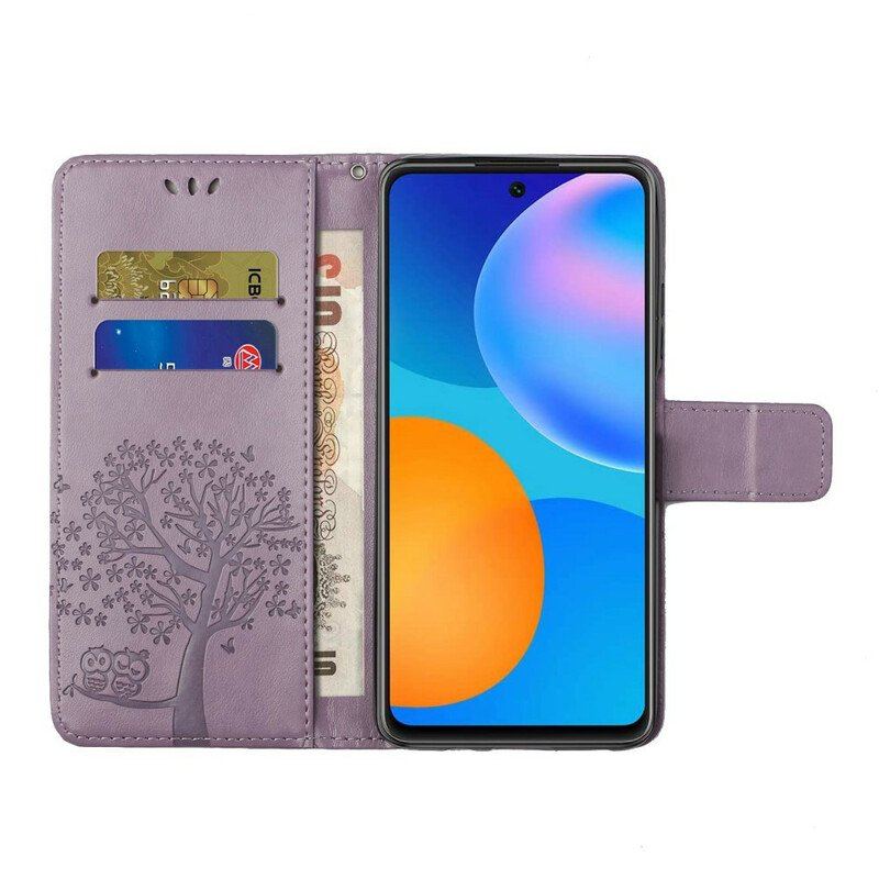 Etui Folio do Samsung Galaxy A52 4G / A52 5G / A52s 5G z Łańcuch Drzewo Stringów I Sowy