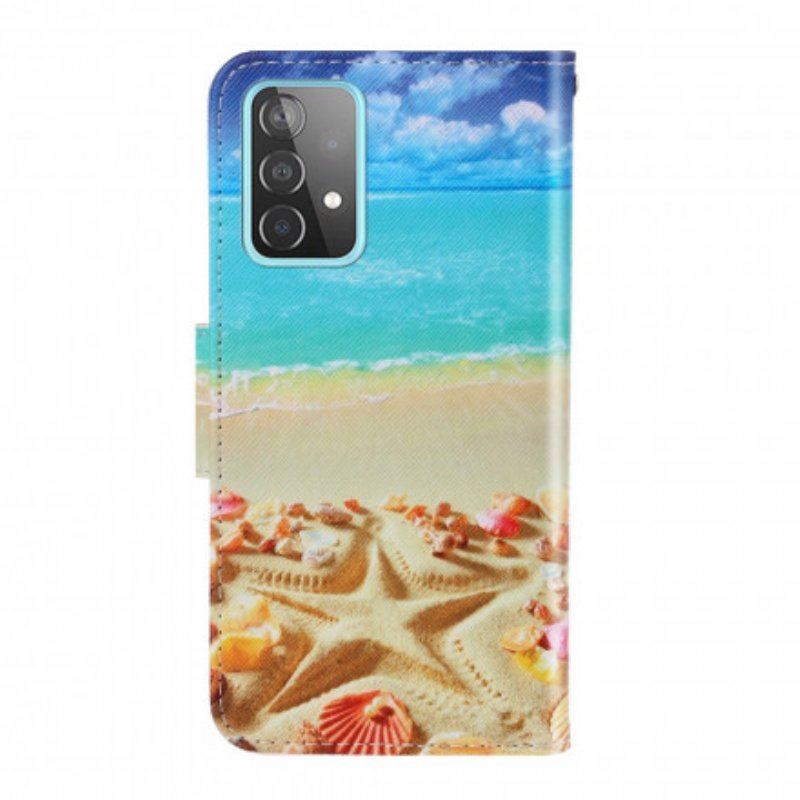 Etui Folio do Samsung Galaxy A52 4G / A52 5G / A52s 5G z Łańcuch Plaża Smyczkowa