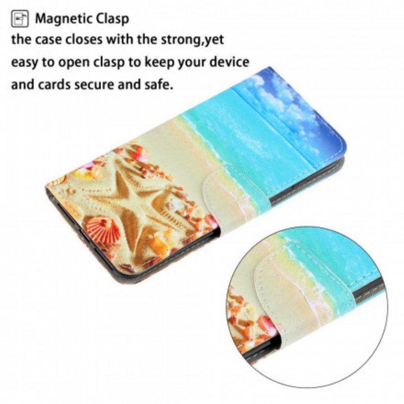 Etui Folio do Samsung Galaxy A52 4G / A52 5G / A52s 5G z Łańcuch Plaża Smyczkowa