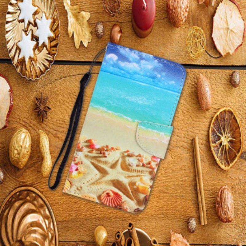 Etui Folio do Samsung Galaxy A52 4G / A52 5G / A52s 5G z Łańcuch Plaża Smyczkowa