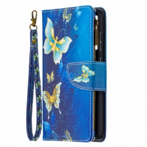 Etui Folio do Samsung Galaxy A52 4G / A52 5G / A52s 5G Zapinana Na Zamek Kieszeń W Motyle