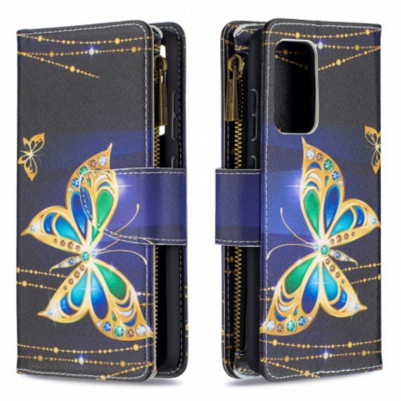 Etui Folio do Samsung Galaxy A52 4G / A52 5G / A52s 5G Zapinana Na Zamek Kieszeń W Motyle