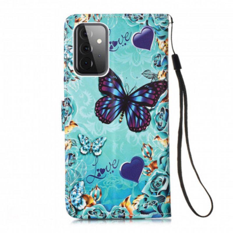 Etui Folio do Samsung Galaxy A52 4G / A52 5G / A52s 5G Złote Motyle