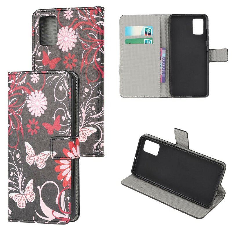 Etui Na Telefon Pokrowce do Samsung Galaxy A52 4G / A52 5G / A52s 5G Motyle I Kwiaty