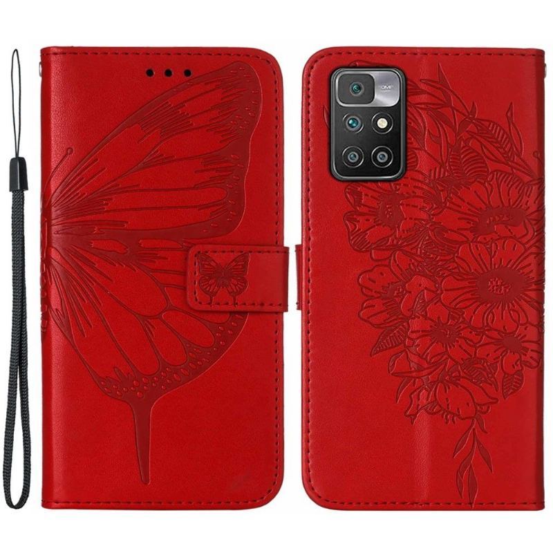 Etui Folio do Xiaomi Redmi 10 Butterfly Flower Posiadacz Karty