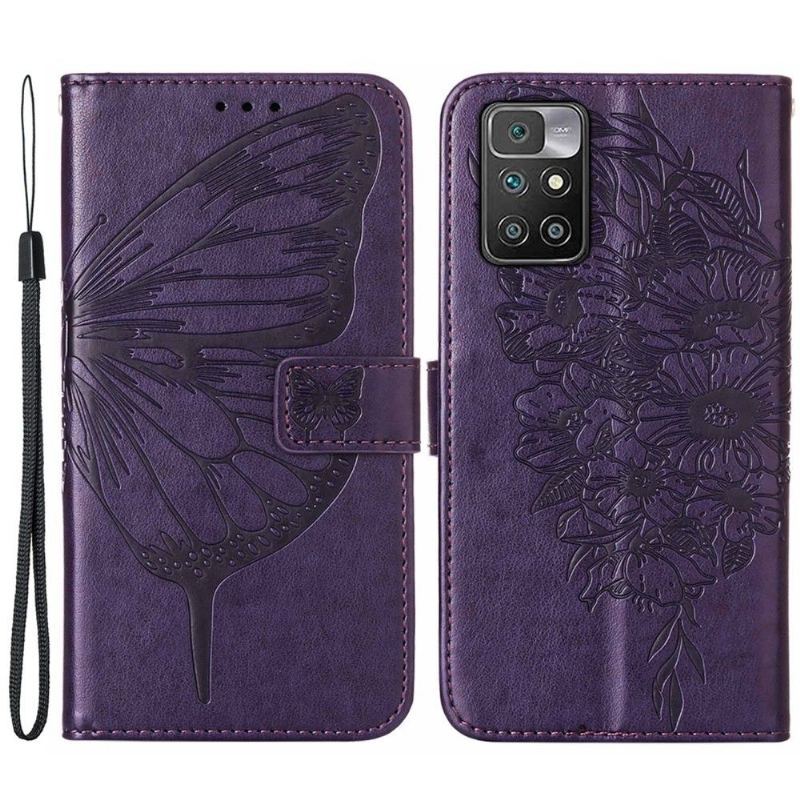 Etui Folio do Xiaomi Redmi 10 Butterfly Flower Posiadacz Karty