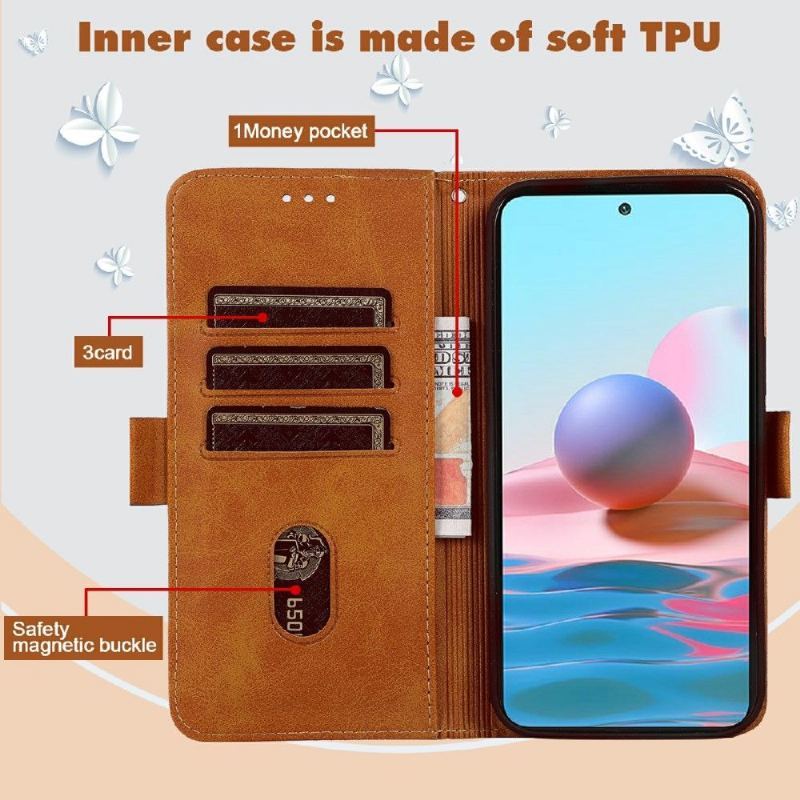 Etui Folio do Xiaomi Redmi 10 Efekt Skóry Kot Ilustracja