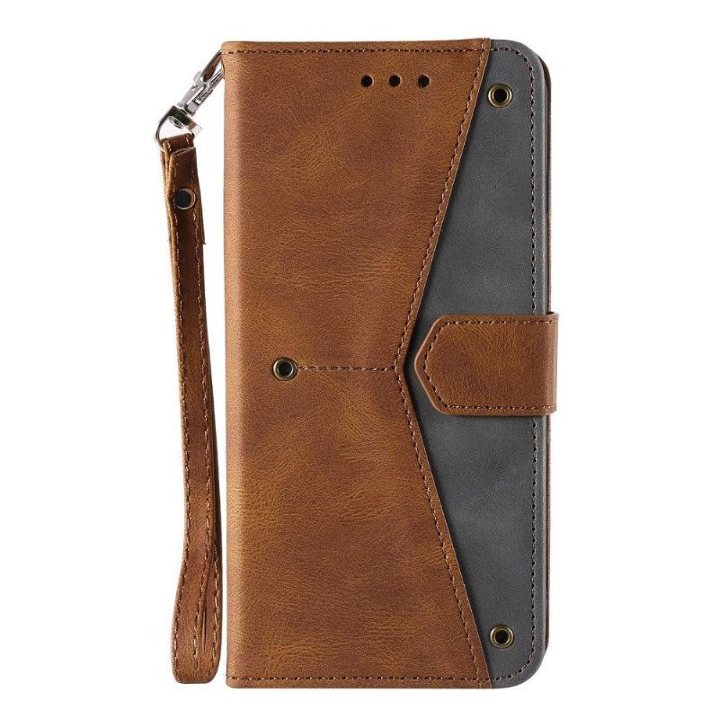 Skórzany Futerał do Samsung Galaxy A32 4G Anti-fall Etui Folio Bicolor