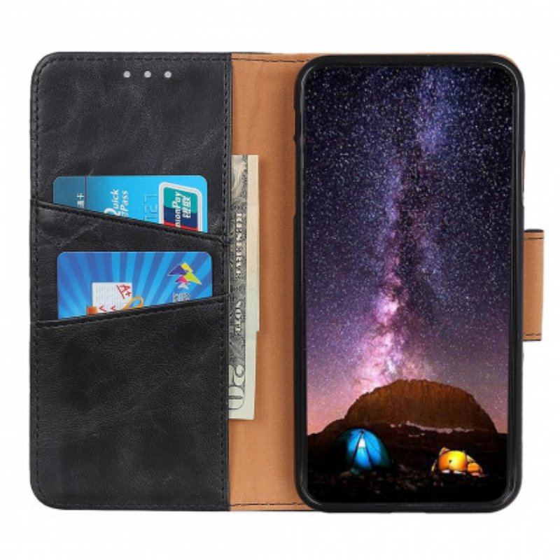 Etui Folio do Moto G50 Dwustronne Zapięcie Ze Skóry Dwoinowej