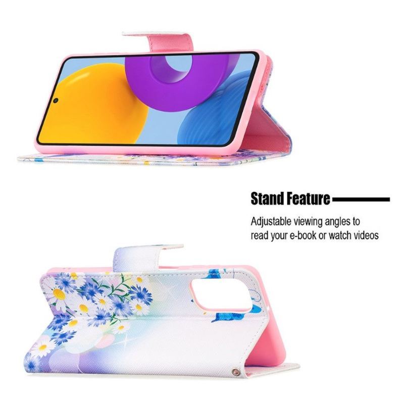 Etui Folio do Samsung Galaxy M52 5G Motyl I Stokrotki