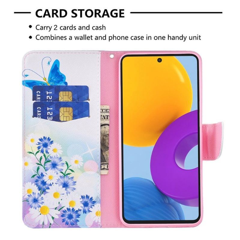 Etui Folio do Samsung Galaxy M52 5G Motyl I Stokrotki