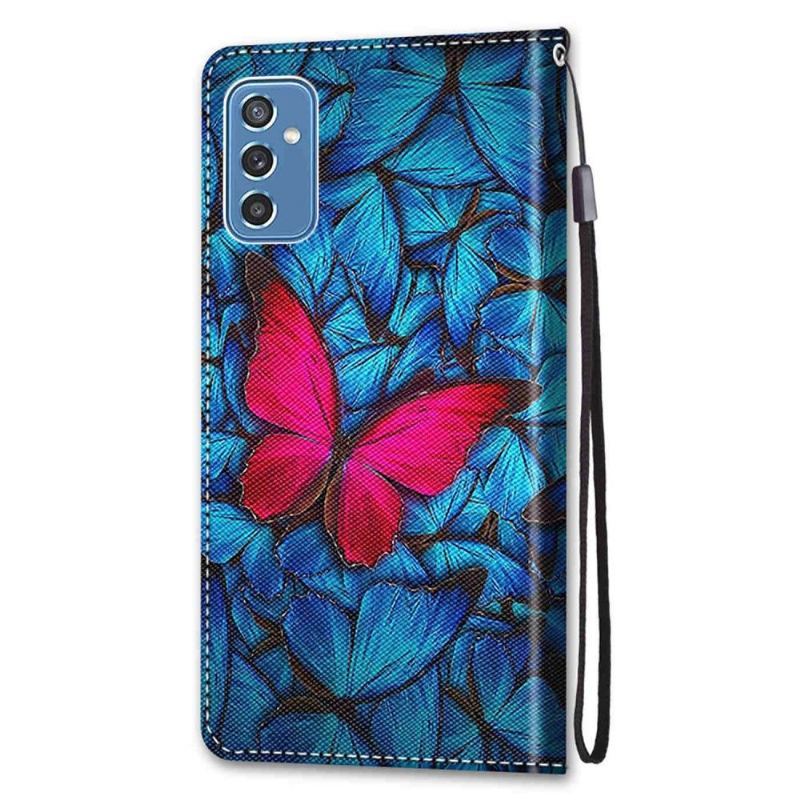 Etui Folio do Samsung Galaxy M52 5G Niebieskie I Różowe Motyle