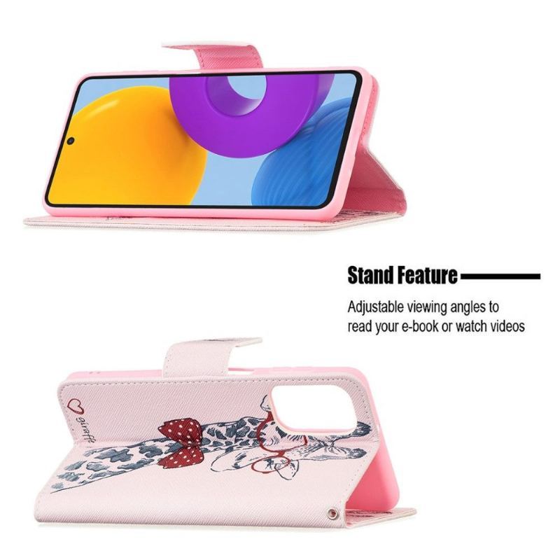 Etui Folio do Samsung Galaxy M52 5G Żyrafa W Okularach