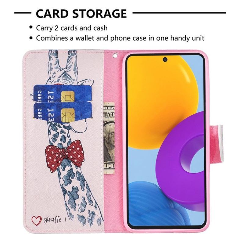 Etui Folio do Samsung Galaxy M52 5G Żyrafa W Okularach