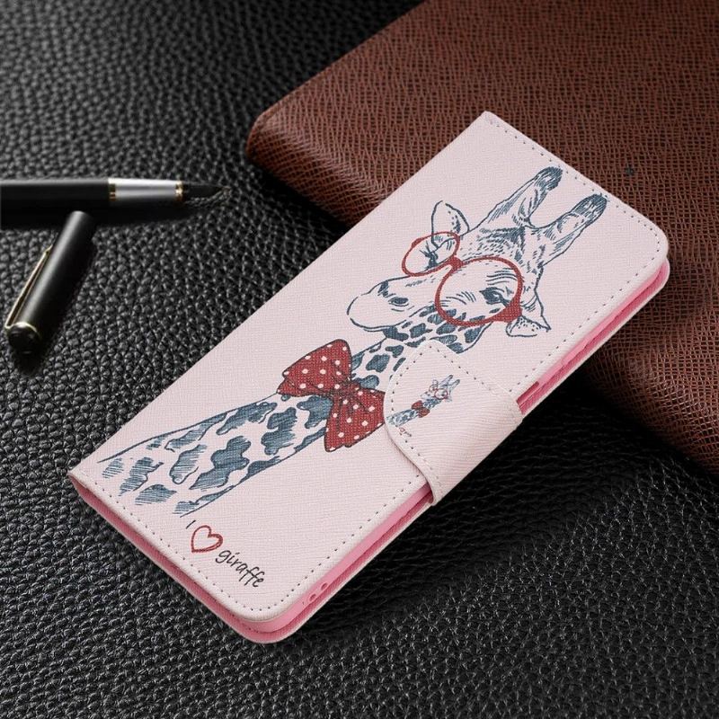 Etui Folio do Samsung Galaxy M52 5G Żyrafa W Okularach