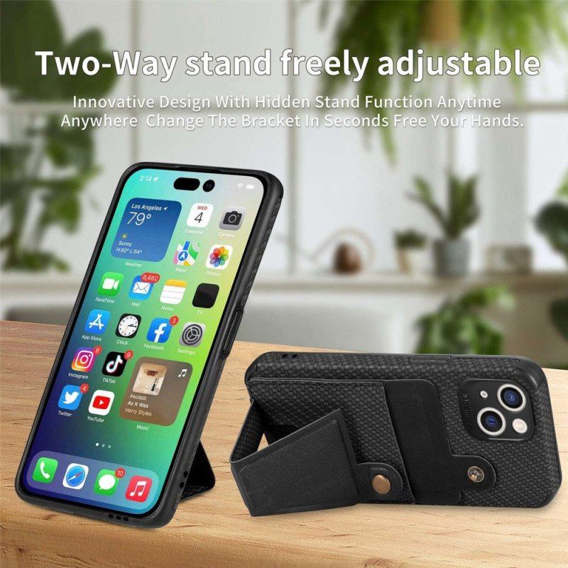 Etui do iPhone 14 Uchwyt Na Karty Z Włókna Węglowego